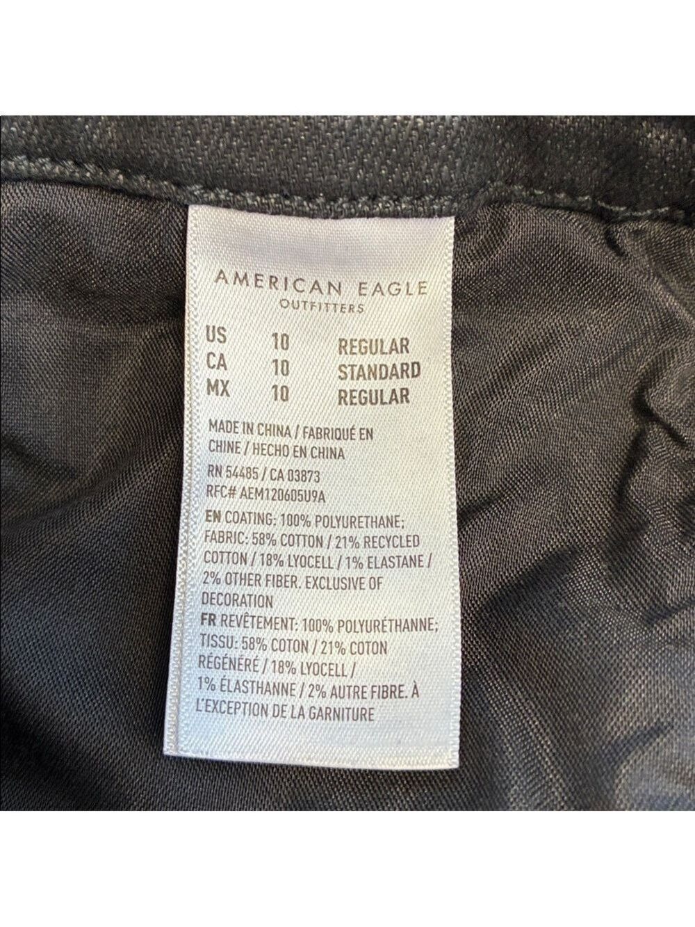 American Eagle Jeans Wide Leg High Rise Black Coated Trouser Pants 10 - Picture 9 of 9
